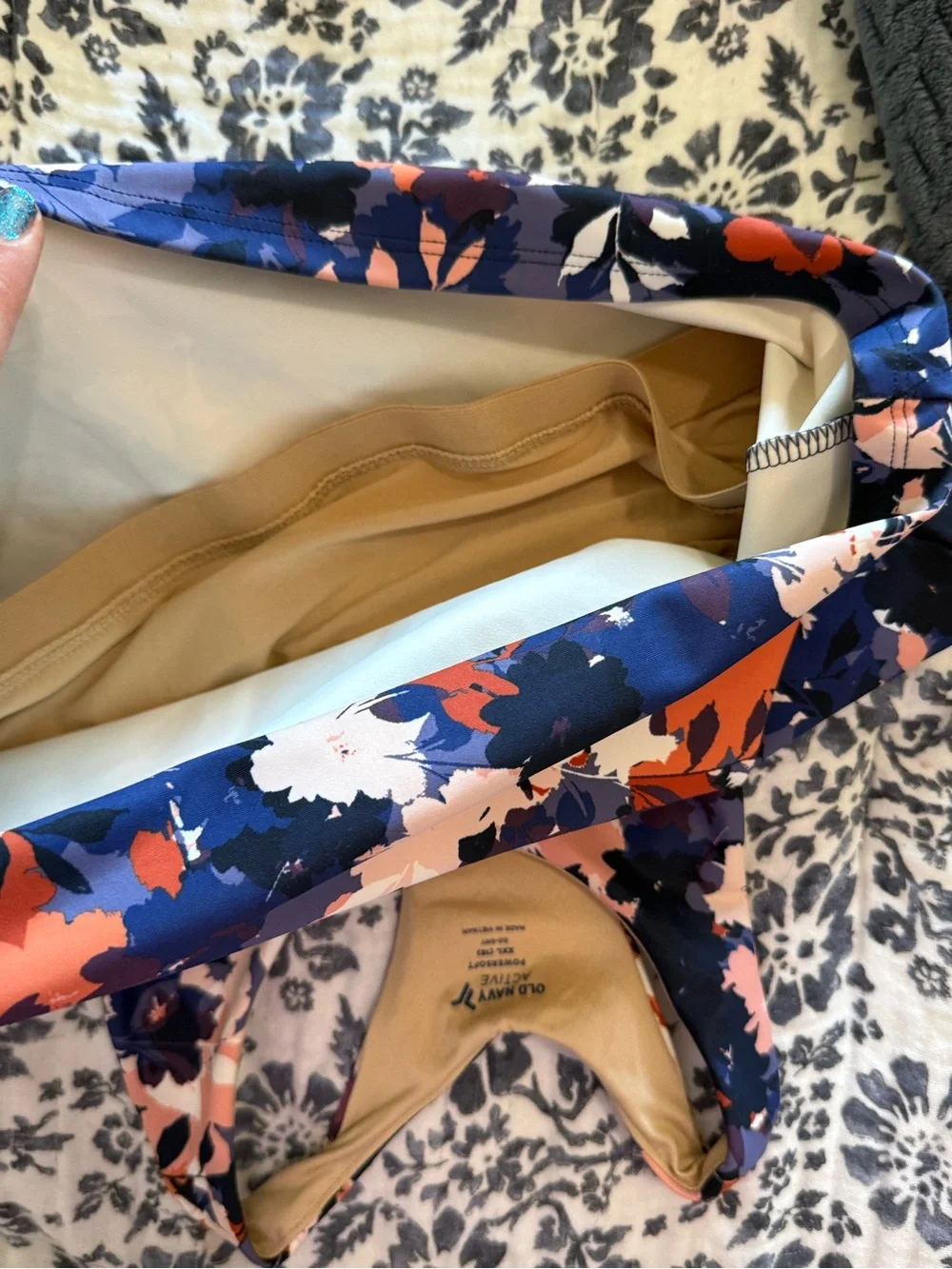 🩷 Girls Old Navy Go-Dry Active Navy Floral Cropped Tank Top-XXL